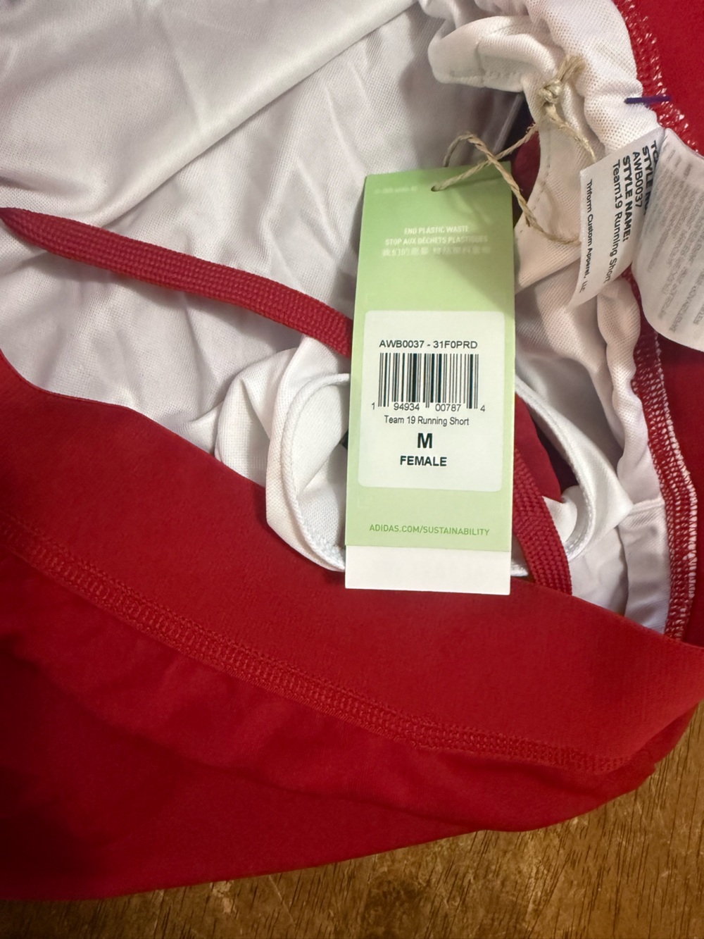 Adidas Red Women's Running Shorts with inside liner NWT - Picture 3 of 3